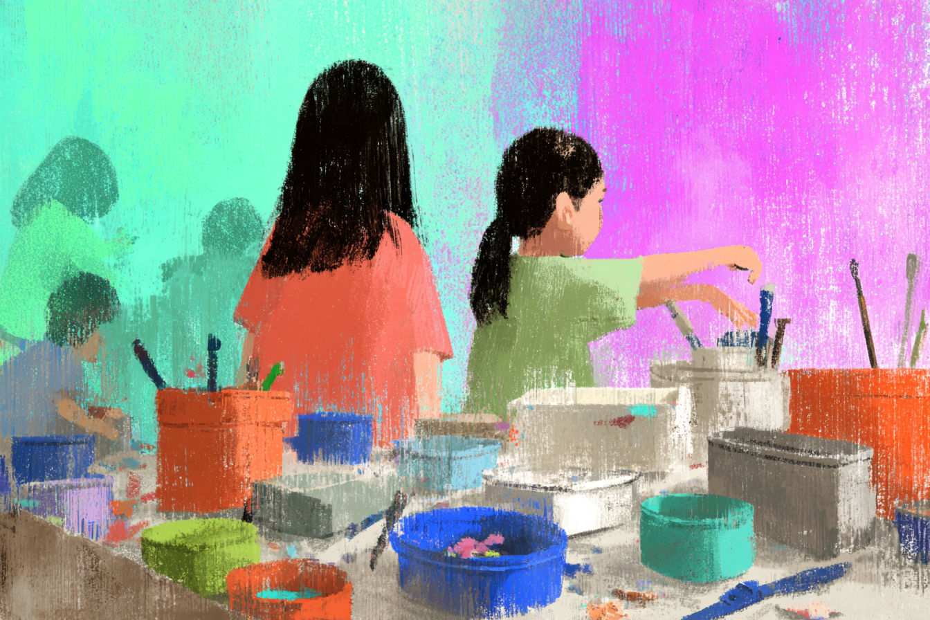 Kid in vibrant movement